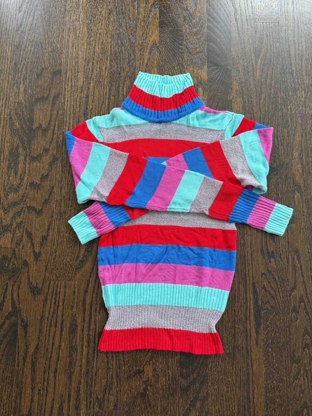 Urban Outfitters Red, Blue, Aqua & Pink Striped Turtleneck